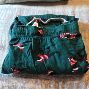 Green Pajama Pants with Santa Hat Dino Print